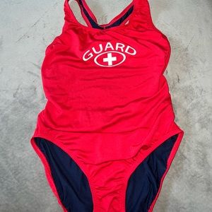 One piece mock lifeguard swimsuit